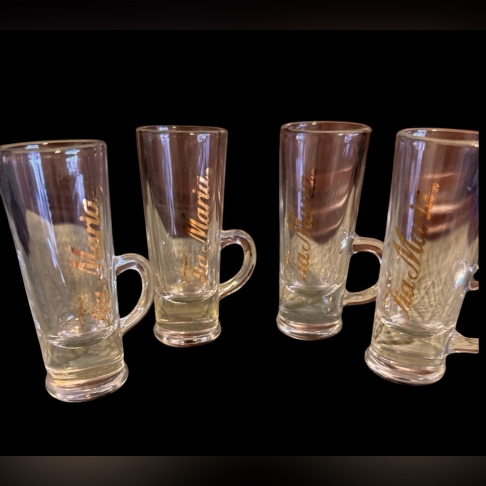 4 Tia Maria shot glasses is a must-have for collectors. Bar addition! EUC